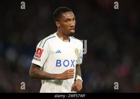 Jaidon Anthony de Leeds United lors du match de quatrième tour de la coupe Emirates FA Cup à Elland Road, Leeds. Date de la photo : samedi 27 janvier 2024. Banque D'Images