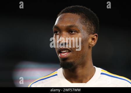 Jaidon Anthony de Leeds United lors du match de quatrième tour de la coupe Emirates FA Cup à Elland Road, Leeds. Date de la photo : samedi 27 janvier 2024. Banque D'Images