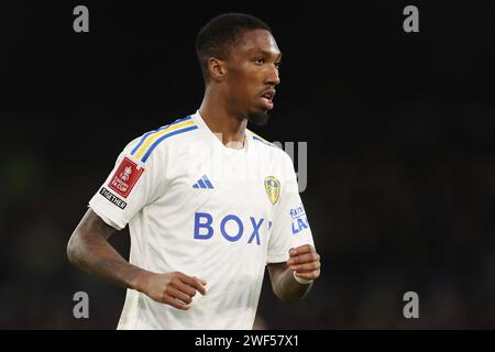 Jaidon Anthony de Leeds United lors du match de quatrième tour de la coupe Emirates FA Cup à Elland Road, Leeds. Date de la photo : samedi 27 janvier 2024. Banque D'Images