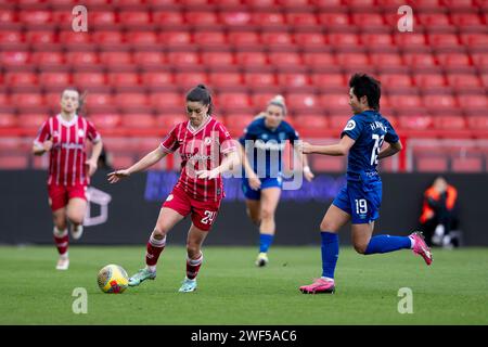 Bristol, Royaume-Uni. 28 janvier 2024. Ffion Morgan de Bristol City Women lors du match de Super League féminin entre Bristol City Women et West Ham United Women à Ashton Gate à Bristol le 28 janvier 2024. Cette image ne peut être utilisée qu'à des fins éditoriales. Usage éditorial uniquement. Crédit : Ashley Crowden/Alamy Live News Banque D'Images