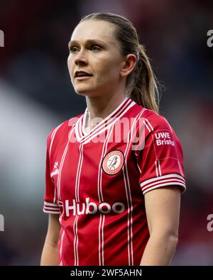 Bristol, Royaume-Uni. 28 janvier 2024. Amalie Thestrup de Bristol City Women lors du match de Super League féminin entre Bristol City Women et West Ham United Women à Ashton Gate à Bristol le 28 janvier 2024. Cette image ne peut être utilisée qu'à des fins éditoriales. Usage éditorial uniquement. Crédit : Ashley Crowden/Alamy Live News Banque D'Images