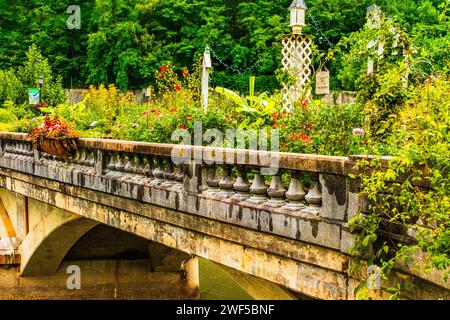 Vue latérale du Lake Lure Flowering Bridge à Lake Lure North Carolina Banque D'Images