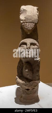 Totem, calcaire, néolithe, site archéologique Nevali Çori, Sanliurfa Turquie Banque D'Images