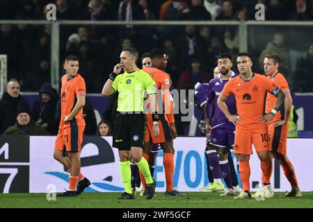 Firenze, Italie. 28 janvier 2024. Foto Massimo Paolone/LaPresse 28 Gennaio 2024 - Firenze, Italia - sport, calcio - Fiorentina vs Inter - Campionato italiano di calcio Serie A TIM 2023/2024 - Stadio Artemio franchi. Nella foto : 28 janvier 2024 Florence, Italie - sport, calcio - Fiorentina vs Inter - Championnat italien de football Serie A 2023/2024 - Artemio franchi Stadium. Dans la photo : crédit : LaPresse/Alamy Live News Banque D'Images