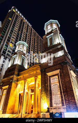 L'église presbytérienne du centre-ville de Nashville Tennessee la nuit Banque D'Images