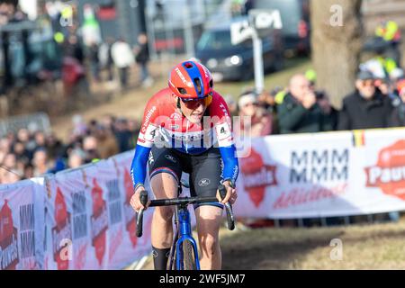 Hoogerheide, pays-Bas. 28 janvier 2024. HOOGERHEIDE (NED), CYCLOCROSS, JANUARI 28 Lucinda crédit de marque : Orange pics BV/Alamy Live News Banque D'Images