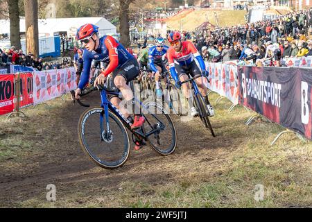 Hoogerheide, pays-Bas. 28 janvier 2024. HOOGERHEIDE (NED), CYCLOCROSS, JANUARI 28 PIM Ronhaar crédit : Orange pics BV/Alamy Live News Banque D'Images