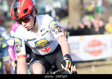 Hoogerheide, pays-Bas. 28 janvier 2024. HOOGERHEIDE (NED), CYCLOCROSS, JANUARI 28 Ava Holmgern crédit : Orange pics BV/Alamy Live News Banque D'Images