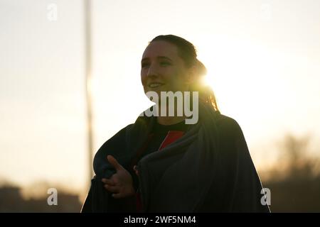 Francfort, Allemagne. 28 janvier 2024. Francfort, Allemagne, 28 janvier 2024 : Lara Prasnikar ( 7 Francfort ) lors du match de football Google Pixel Frauen-Bundesliga entre l'Eintracht Francfort et le 1.FC Köln au Stadion am Brentanobad à Francfort, Allemagne. (Julia Kneissl/SPP) crédit : SPP Sport Press photo. /Alamy Live News Banque D'Images