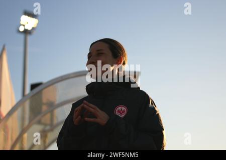 Francfort, Allemagne. 28 janvier 2024. Francfort, Allemagne, 28 janvier 2024 : Sara Doorsoun ( 23 Francfort ) lors du match de football Google Pixel Frauen-Bundesliga entre l'Eintracht Francfort et le 1.FC Köln au Stadion am Brentanobad à Francfort, Allemagne. (Julia Kneissl/SPP) crédit : SPP Sport Press photo. /Alamy Live News Banque D'Images