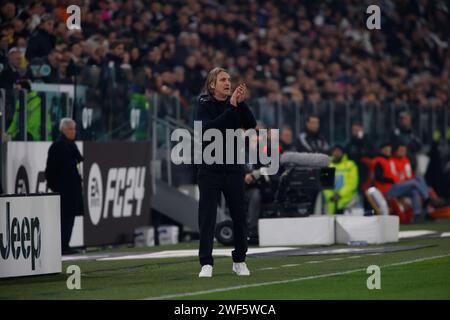 Torino, Italie. 27 janvier 2024. Davide Nicola entraîneur de Empoli FC vu lors du match entre Juventus FC et Empoli FC dans le cadre de la Serie A italienne, match de football à Allianz Stadium, Turin. Score final ; Juventus FC 1 : 1 Empoli FC. (Photo de Nderim Kaceli/SOPA Images/Sipa USA) crédit : SIPA USA/Alamy Live News Banque D'Images