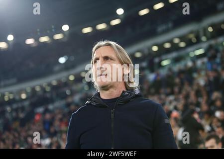 Torino, Italie. 27 janvier 2024. Davide Nicola entraîneur de Empoli FC vu lors du match entre Juventus FC et Empoli FC dans le cadre de la Serie A italienne, match de football à Allianz Stadium, Turin. Score final ; Juventus FC 1 : 1 Empoli FC. (Photo de Nderim Kaceli/SOPA Images/Sipa USA) crédit : SIPA USA/Alamy Live News Banque D'Images