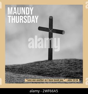 Composition du texte maundy thursday sur des points de croix et de lumière. Maundy jeudi tradition et concept de religion image générée numériquement. Banque D'Images