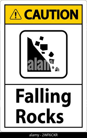 Panneau d'avertissement, panneau de stationnement et panneau de guidage, chutes de pierres Illustration de Vecteur