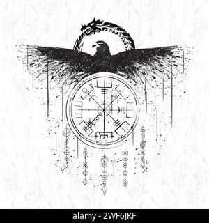 Symboles White blots grunge corbeau runes Illustration de Vecteur