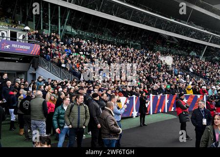 Vincennes, France. 28 janvier 2024. Ambiance pendant le Grand Prix d'Amerique sur le circuit de Vincennes à Vincennes, près de Paris, France, le 28 janvier 2024. Photo de Lionel Urman/ABACAPRESS.COM crédit : Abaca Press/Alamy Live News Banque D'Images