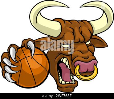 La mascotte de basket-ball Bull Minotaur Longhorn Cow Illustration de Vecteur