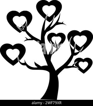 arbre illustration coeur silhouette nature logo amour icône plante contour valentine forêt naturelle feuille saison vert environnement jour romance forme branche jardin en bois Illustration de Vecteur