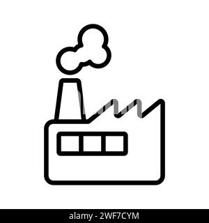Icône de vecteur de contour de pollution d'usine Illustration de Vecteur