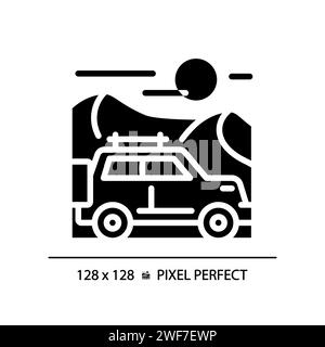 Icône de glyphe noir Safari jeep tour Illustration de Vecteur