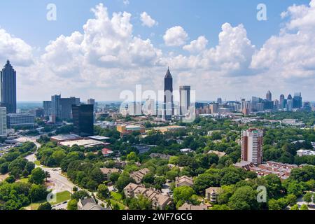 La Skyline d'Atlanta, Géorgie depuis le pont Jackson St Bridge Banque D'Images