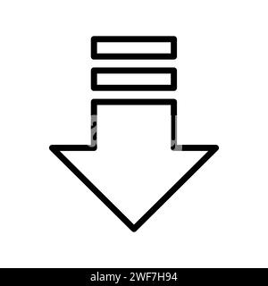 icône de vecteur de contour de flèche vers le bas Illustration de Vecteur