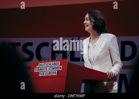 Katarina Barley, aufgenommen im Rahmen der Europadelegiertenkonferenz der Sozialdemokratischen Partei Deutschlands in Berlin, 28.01.2024. Berlin Deutschland *** Katarina Barley, enregistré à la Conférence des délégués européens du Parti social-démocrate d'Allemagne à Berlin, 28 01 2024 Berlin Allemagne Copyright : xFelixxZahnx Banque D'Images