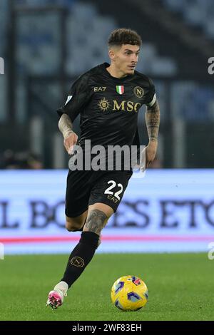 Roma, Italie. 28 janvier 2024. Foto Alfredo Falcone/LaPresse 28 Gennaio 2024 - Roma, Italia - sport, calcio - Lazio vs Napoli - Campionato italiano di calcio Serie A TIM 2023/2024 - Stadio Olimpico di Roma. Nella foto : Giovanni Di Lorenzo (22 SSC Napoli) Foto Alfredo Falcone/LaPresse 28 janvier 2024 Rome, Italie - sport, football - Lazio vs Napoli - Championnat italien de football Serie A 2023/2024 - Olimpic Stadium în Rome. Sur la photo : Giovanni Di Lorenzo (22 SSC Napoli) crédit : LaPresse/Alamy Live News Banque D'Images