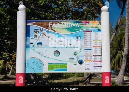 Carte de l'atoll de Fakarava en Polynésie française Banque D'Images