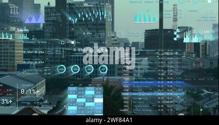 Image du traitement des données financières sur CityScape Banque D'Images