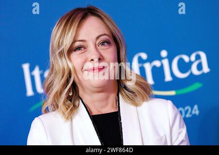 Rome, Italie. 29 janvier 2024. Italie-Afrique. Un pont pour une croissance commune" dans le pic Giorgia Meloni Credit : LaPresse/Alamy Live News Banque D'Images