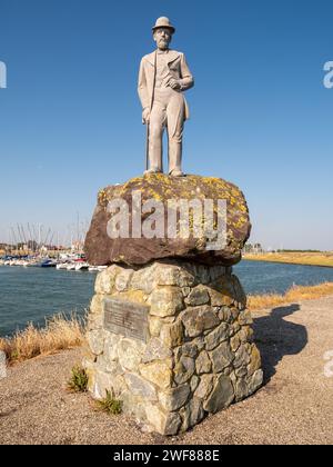 Statue de Johannis de Rijke dans le port de plaisance à Oosterschelde dans la ville de Colijnsplaat, Noord-Beveland, Zélande, pays-Bas Banque D'Images