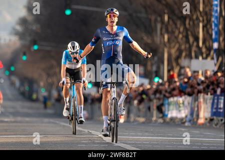 GENIETS Kevin lors du Grand Prix de Marseille - la Marseillaise 2024, course cycliste UCI Europe Tour le 28 janvier 2024, Marseille - Marseille (167,5 km), France - photo Florian Frison / DPPI Banque D'Images