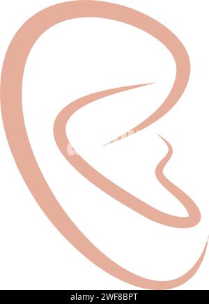 logo vectoriel de ligne d'oreille humaine stylisé Illustration de Vecteur