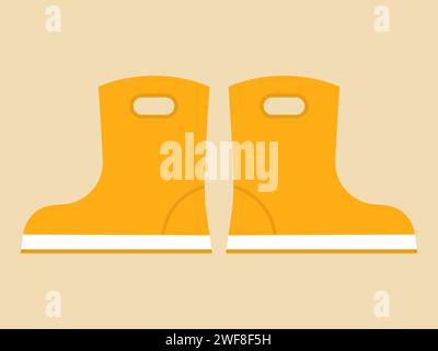 Illustration vectorielle de bottes en caoutchouc jaune Illustration de Vecteur