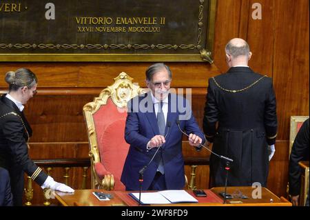 Rome - Sénat Italie Sommet Afrique intitulé ItaliAfrica Un pont croissance commune dans la photo Ignazio la Russa usage éditorial seulement Banque D'Images