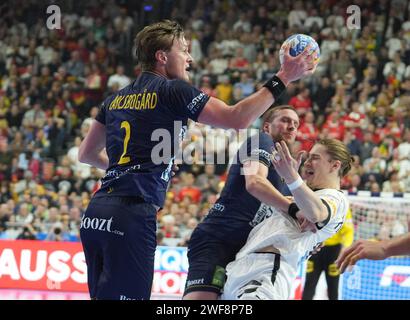 Cologne, Allemagne. 28 janvier 2024. © Laurent Lairys/MAXPPP - Jonathan Carlsbogard de Suède lors de l'Euro 2024 de l'EHF masculin, match de classement 3/4, match de handball entre la Suède et l'Allemagne le 28 janvier 2024 au Lanxess-Arena de Cologne, Allemagne - photo Laurent Lairys/MAXPPP crédit : MAXPPP/Alamy Live News Banque D'Images