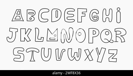 Lettres anglaises police latine tendance Couper Alphabet Illustration de Vecteur