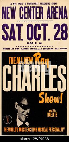 The All New Ray Charles Show, 1967 New Center Arena, Seattle, Washington, Old concert Poster Banque D'Images