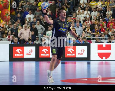 Cologne, Allemagne. 28 janvier 2024. Jonathan Carlsbogard de Suède lors de l'Euro 2024 de l'EHF masculin, match de placement 3/4, match de handball entre la Suède et l'Allemagne au Lanxess-Arena à Cologne, en Allemagne, le 28 janvier 2024. Photo Laurent Lairys/ABACAPRESS.COM/ABACAPRESS.COM crédit : Abaca Press/Alamy Live News Banque D'Images