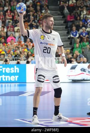 Philipp Weber d'Allemagne lors de l'Euro 2024 de l'EHF masculin, match de placement 3/4, match de handball entre la Suède et l'Allemagne le 28 janvier 2024 au Lanxess-Arena de Cologne, en Allemagne Banque D'Images