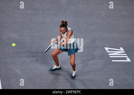 Linz, haute-Autriche, Autriche. 29 janvier 2024. Erika Andreeva en action lors de la haute-Autriche Ladies Linz - Womens tennis, WTA500 (crédit image : © Mathias Schulz/ZUMA Press Wire) USAGE ÉDITORIAL UNIQUEMENT! Non destiné à UN USAGE commercial ! Banque D'Images