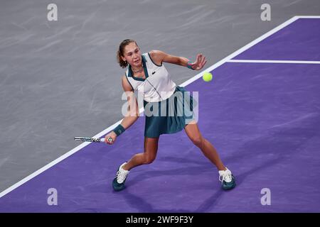 Linz, haute-Autriche, Autriche. 29 janvier 2024. Erika Andreeva en action lors de la haute-Autriche Ladies Linz - Womens tennis, WTA500 (crédit image : © Mathias Schulz/ZUMA Press Wire) USAGE ÉDITORIAL UNIQUEMENT! Non destiné à UN USAGE commercial ! Banque D'Images