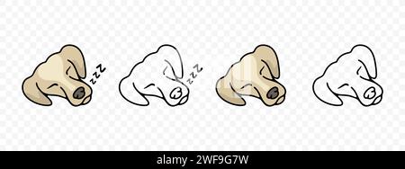 Chien endormi, sieste, sommeil et sommeil, conception graphique. Animaux et animaux de compagnie, cynologie, magasin et alimentation pour animaux de compagnie, conception vectorielle et illustration Illustration de Vecteur