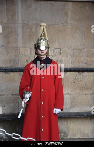 GARDIENS DE CONFIANCE DU MONARQUE le sauveteur de la cavalerie montée de la maison des rois à Londres Banque D'Images