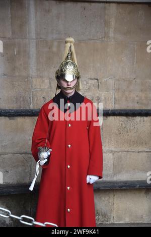 GARDIENS DE CONFIANCE DU MONARQUE le sauveteur de la cavalerie montée de la maison des rois à Londres Banque D'Images