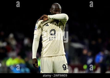 Salerne, Italie. 29 janvier 2024. Romelu Lukaku de L'AS Roma réagit lors du match de football Serie A entre l'US Salernitana et L'AS Roma au stade Arechi de Salerne (Italie), le 29 janvier 2024. Crédit : Insidefoto di andrea staccioli/Alamy Live News Banque D'Images