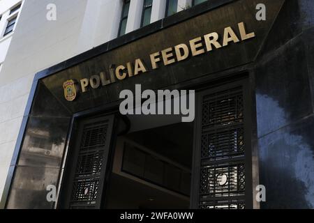 Bâtiment principal du siège de la police fédérale du Brésil. Organisme fédéral brésilien d'application de la loi - Rio de Janeiro, Brésil 01.29.2024 Banque D'Images