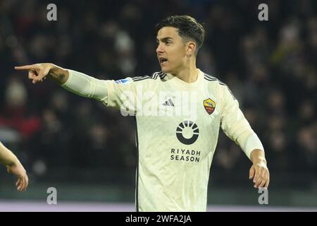 Salerne, Italie, 29 janvier, 2024 Paulo Dybala de AS Roma gestes pendant la Serie A Macth entre les États-Unis Salernitana 1919 vs AS Roma Credit : Agostino Gemito/ Alamy Live News Banque D'Images