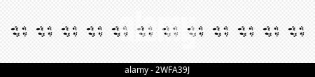 Empreintes de pions humides ou de boue de lapin. Timbres de silhouette de patte de lapin. Trace de pas de lièvre courant ou marchant isolé sur fond transparent. Illustration graphique vectorielle. Illustration de Vecteur